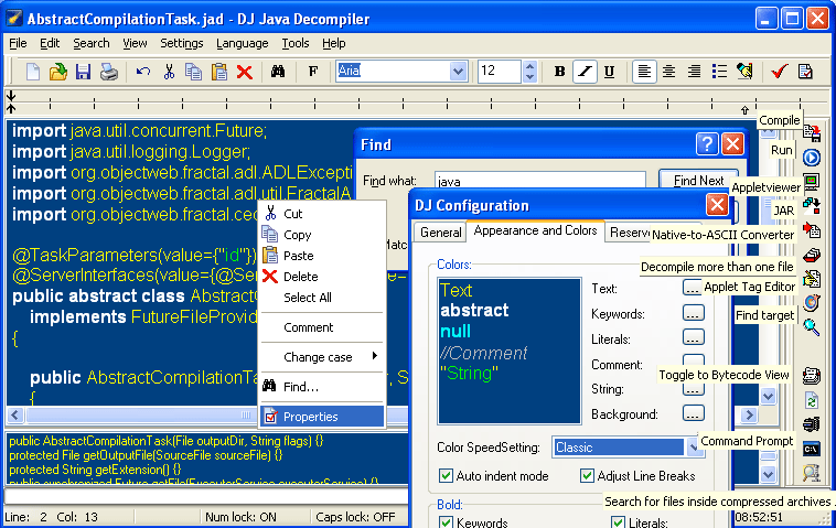 Click to view DJ Java Decompiler 3.12.12.96 screenshot