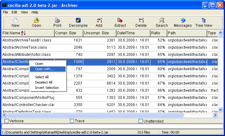 DJ Java Decompiler Archiver tool