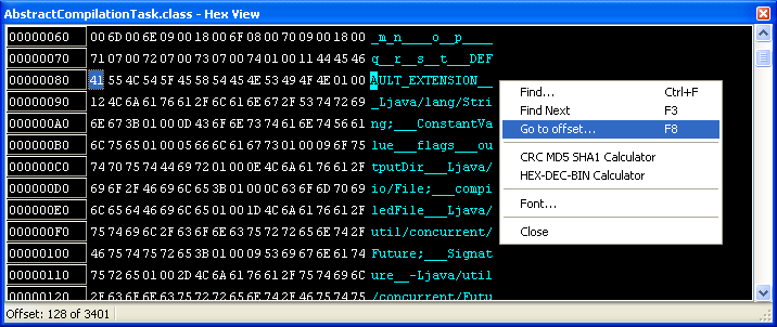 Hexadecimal Viewer (Hex View) - F11