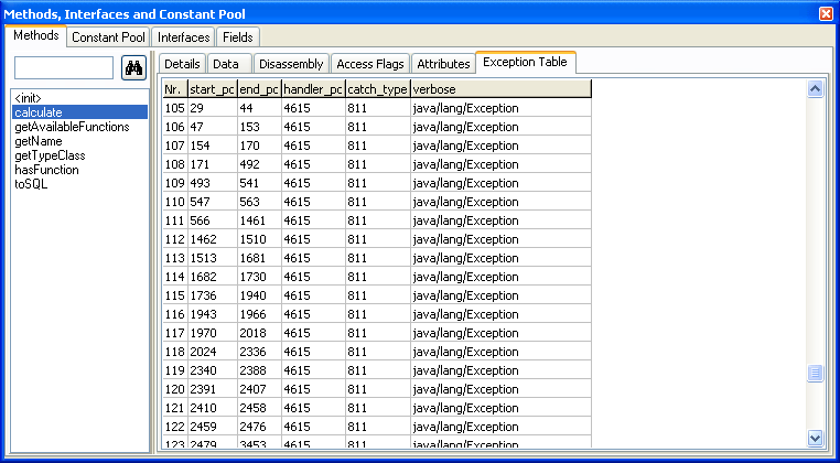 Exception Table