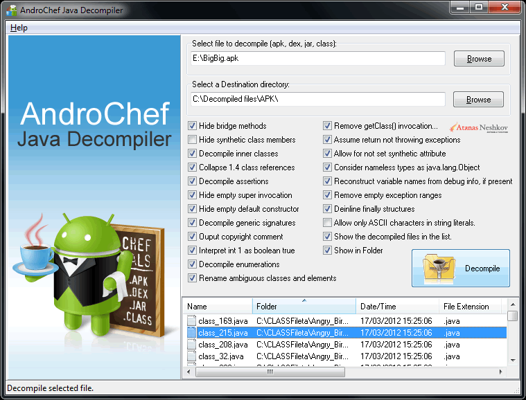 AndroChef Java Decompiler screenshot